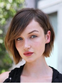 Bobs Blonde 10" Perücke Aus Echthaar Mit Spitzenfront