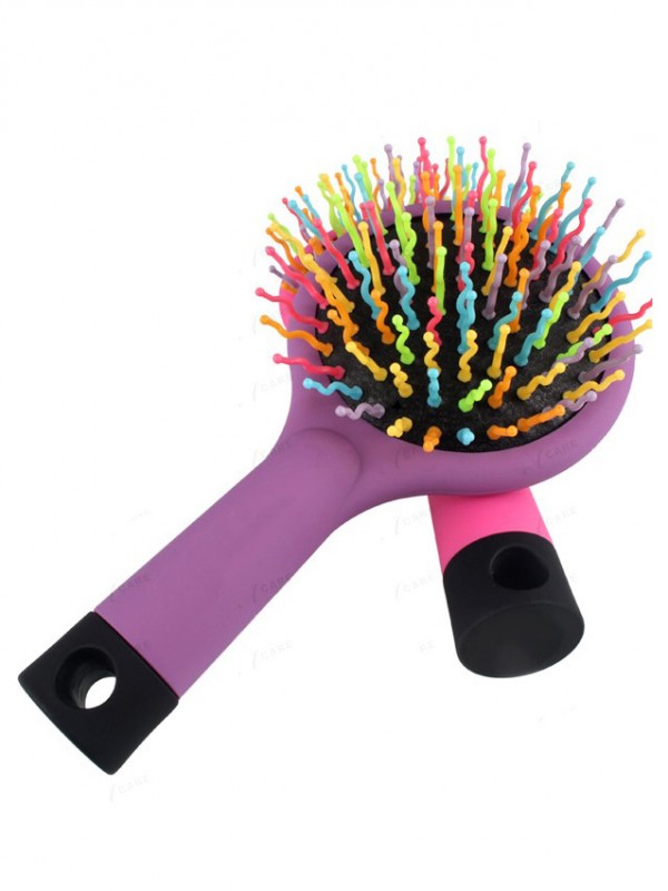 Regenbogen Purple Brush Perm Wellig Gerade Beauty Kamm Mit Spiegel