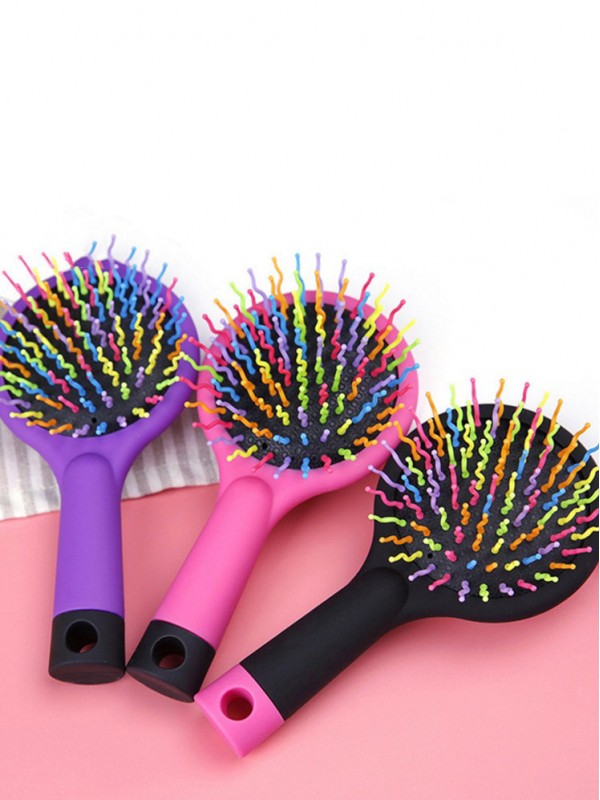 Regenbogen Purple Brush Perm Wellig Gerade Beauty Kamm Mit Spiegel