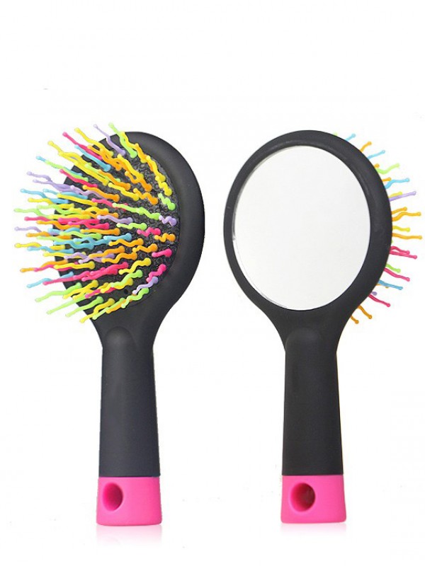 Regenbogen Schwarz Brush Perm Wellig Gerade Beauty Kamm Mit Spiegel