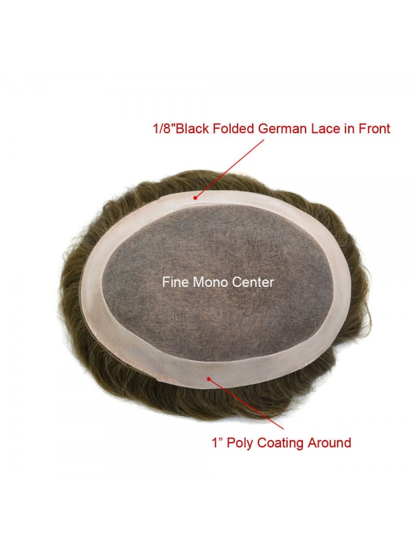 D7 3 Herren Toupet Feine Mono Spitze Haarersatzsystem Poly Beschichtung Um Einheiten Perücken