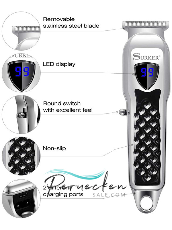 Surker Haarschneidemaschinen für Männer Pro Schnurloser Haarschneider Bartschneider Rasierer Präzisionsschneider Wiederaufladbar