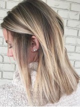 Gerade Ombre Blonde Highlight 16" Human Kappenlos Perücken