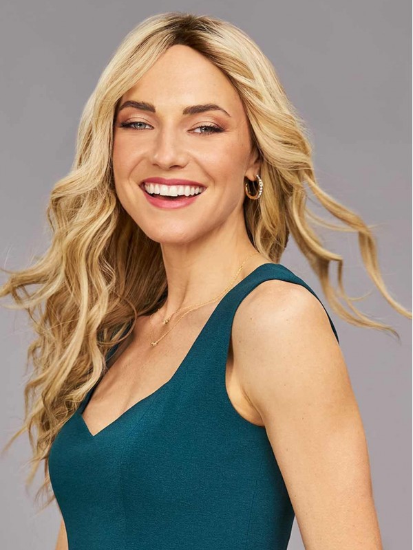 Blonde Lange Kappenlose Perücken Aus 100 % Echthaar Ohne Pony