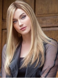 Lange Blonde Perücken Ohne Kappe Aus 100 % Echthaar