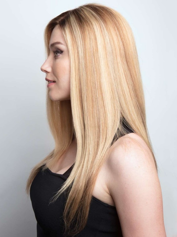 Lange Blonde Perücken Ohne Kappe Aus 100 % Echthaar
