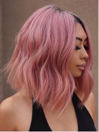 Mittelscheitel Vollspitze Rosa Perücke Echthaar