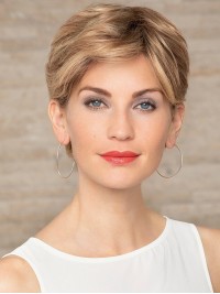 Kurze Leichte Blonde Echthaarperücke Mit Spitzenfront