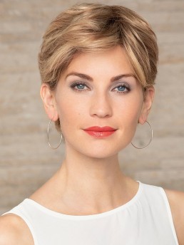 Kurze Leichte Blonde Echthaarperücke Mit Spitzenfront