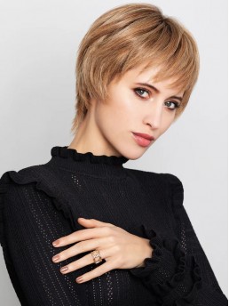 Kurze Blonde Kappenlose Perücken Aus Echthaar
