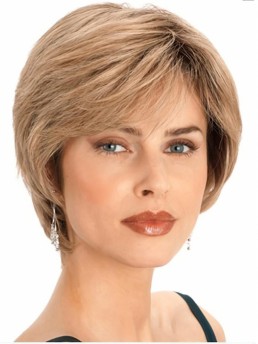 Kurze Klassisch Geschnittene Blonde Gerade Echthaarperücken