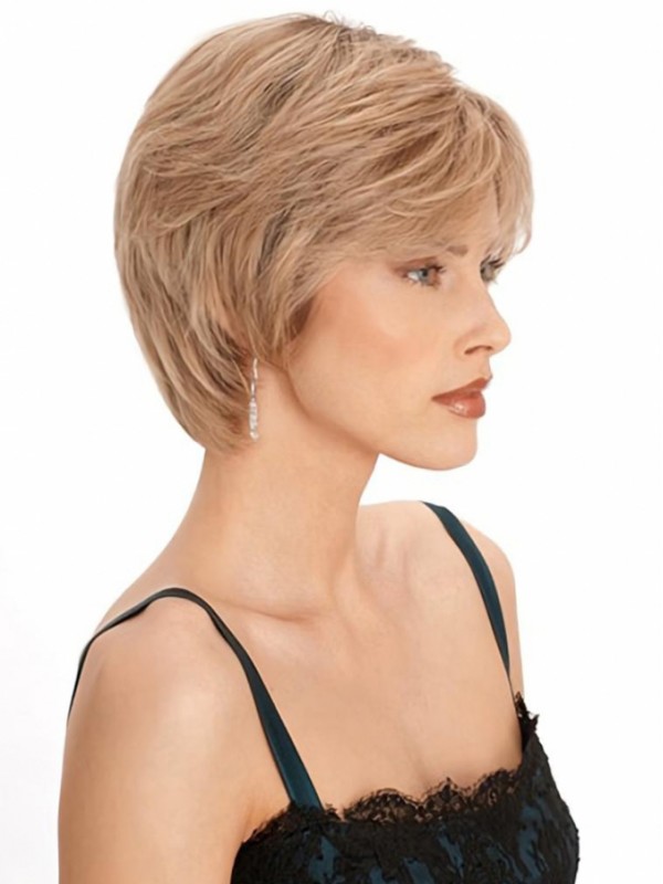 Kurze Klassisch Geschnittene Blonde Gerade Echthaarperücken