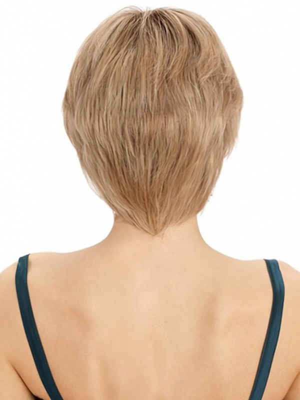 Kurze Klassisch Geschnittene Blonde Gerade Echthaarperücken