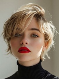 Kurze Perücken 6" Glattes Monofilament Blond 100% Echthaar