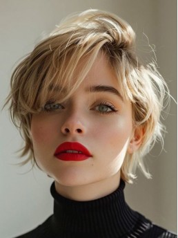 Kurze Perücken 6" Glattes Monofilament Blond 100% Echthaar
