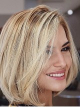 Blonde Bob Perücken Remy Echthaar 12" Kinnlange Glatte Perücken
