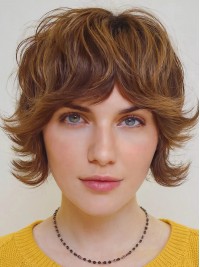 Kurze Bob Perücken 8" Gewelltes Remy Echthaar Kappenlose Perücken