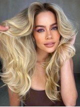 Lange Blonde Perücken Ohne Kappe Für Frauen Mit Stufenschnitt Echthaarperücke
