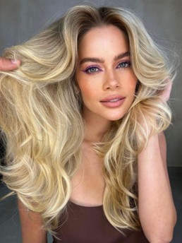 Lange Blonde Perücken Ohne Kappe Für Frauen Mit Stufenschnitt Echthaarperücke