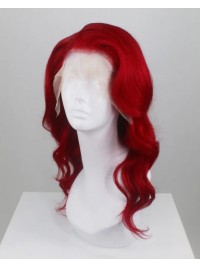 Lange Rote Gewellte Synthetische Lace Front Perücken