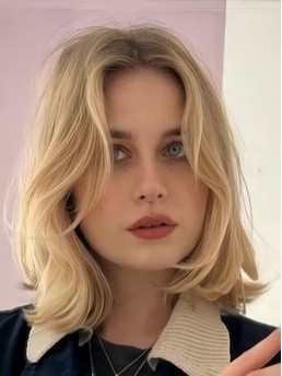 12" Blonde Spitzenperücke Kinnlang Ohne Pony Synthetische Perücken