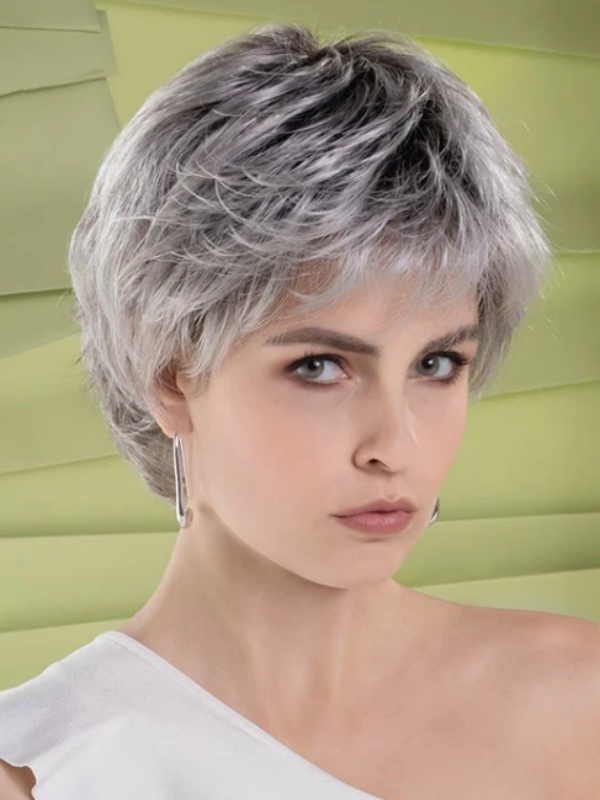 Kurze Geschichtete 6" Kunsthaarperücken Mit Lace Front