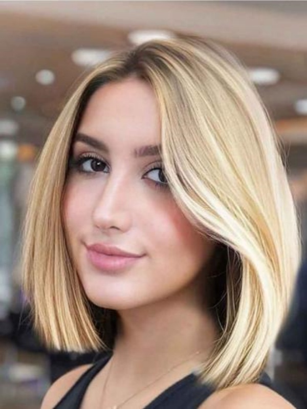 Blonde Synthetische 10" Perücken Mit Spitzenfront Und Geradem Bob