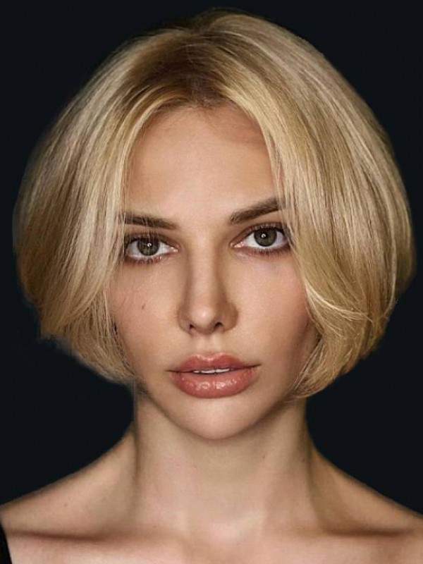 Blonde Perücke 10" Glatte Lace Front Synthetische Perücken