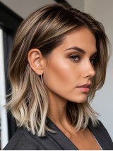 Synthetische Lace Front Perücken Geschichtet Ombre 12" Glatte Perücken
