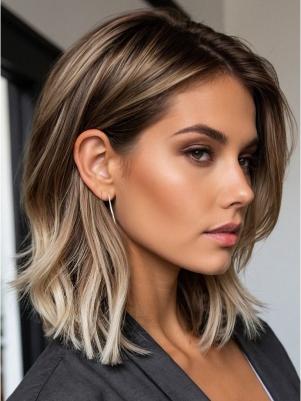 Synthetische Lace Front Perücken Geschichtet Ombre 12" Glatte Perücken