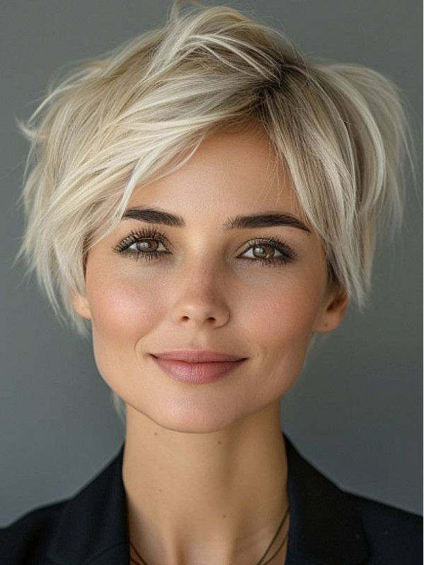 Gerade Lace Front Perücke Boycuts Platinblond 8" Kunsthaarperücken