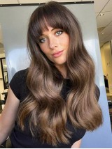 20" Lace Front Braun Mit Pony Lange Perücken Für Frauen