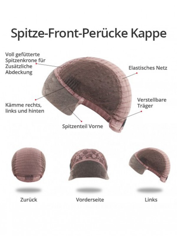 Kurz Gerade Spitzefront Echthaar Perücken