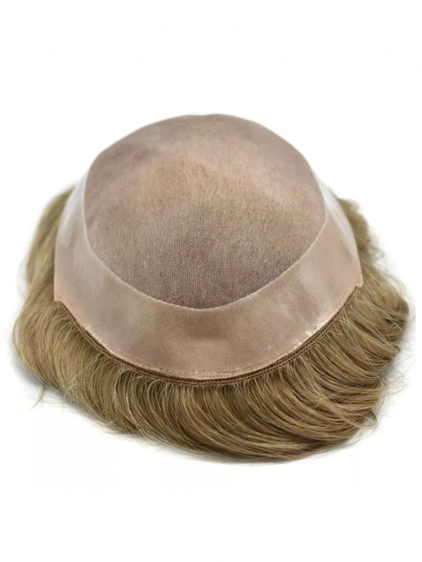 Kurz Gerade Echthaar Männer Toupee