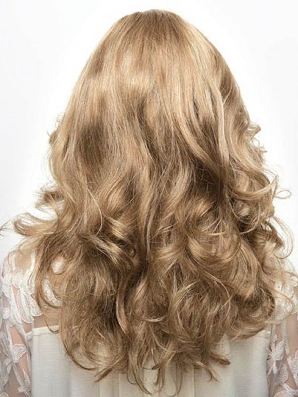 Blonde Lange 20" Ohne Pony Moderne Echthaarperücken