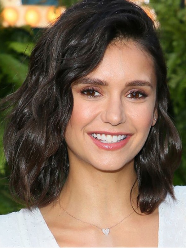 14" Schwarze Fabelhafte Lace Front Schulterlange Bobs Nina Dobrev Perücke