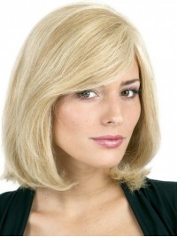 Blond Bob Gerade Echthaar Perücken