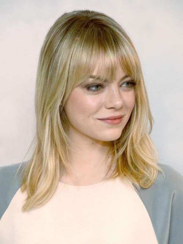 Emma Stone Blond Lang Gerade Echthaar Perücken