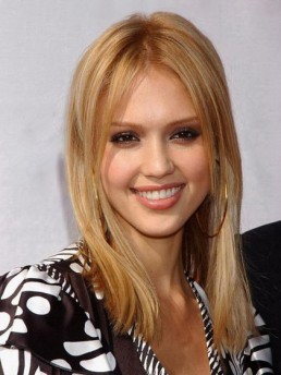 Jessica Alba Blond Lang Echthaar Perücken