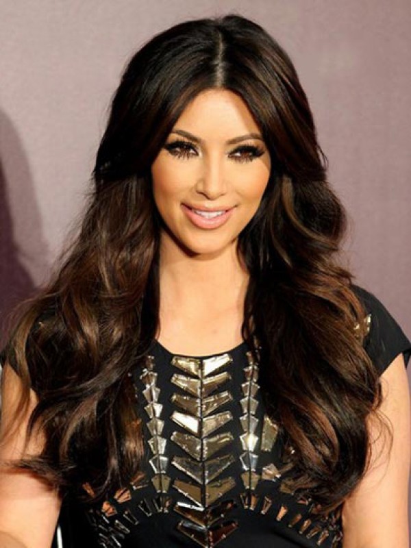 Kim Kardashian Lang Wellig Echthaar Perücken