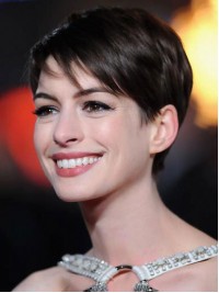 Anne Hathaway Gerade Kurz Spitzefront Echthaar Perücken