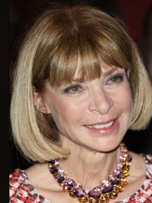 Anna Wintour Bob Kurz Gerade Echthaar Perücken