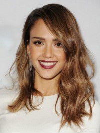 Jessica Alba Lang Wellig Echthaar Perücken