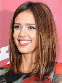 Jessica Alba Mittle Gerade Spitzefront Echthaar Perücken