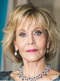 Blonde 10" Gewellte Bobs Kinnlänge Jane Fonda Perücken