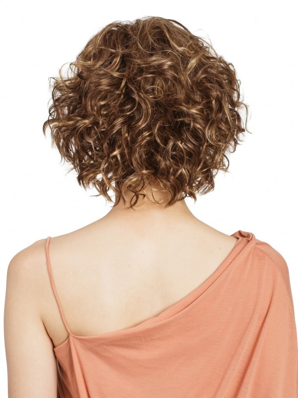 Bob Cut Curly 12" Blonde Kappenlos Perücken