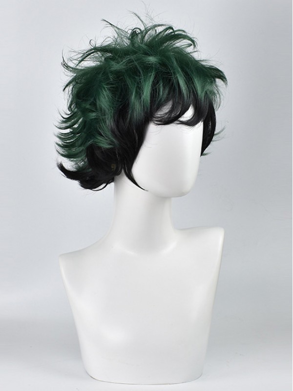 My Hero Academy Little Hero Green Valley Dual-Farbe Kappenlos Kunsthaar Cosplay Perücken 10 Inches