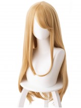 Blond Lang Gerade Anime Kappenlos Kunsthaar Cosplay Perücken Mit Dem Pony 42 Inches