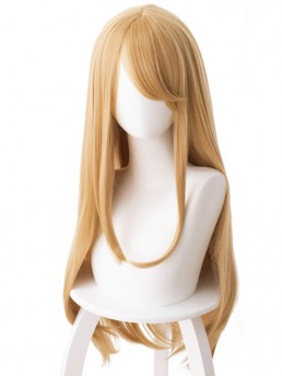 Blond Lang Gerade Anime Kappenlos Kunsthaar Cosplay Perücken Mit Dem Pony 42 Inches