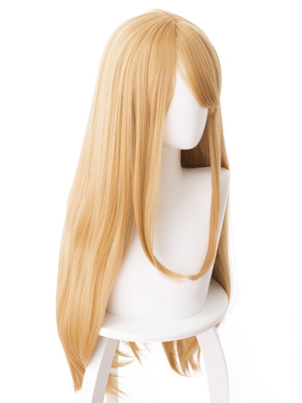 Blond Lang Gerade Anime Kappenlos Kunsthaar Cosplay Perücken Mit Dem Pony 42 Inches